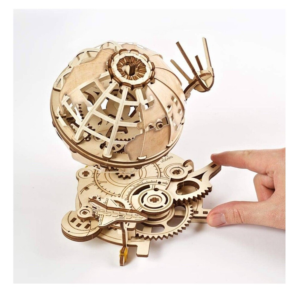 UGEARS Globe 3D Wooden Puzzle Assemble Fly Around Mechanical 184 Pieces Adults